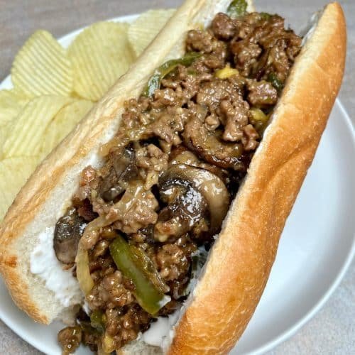 Up close view of philly cheesesteak 500x500 1
